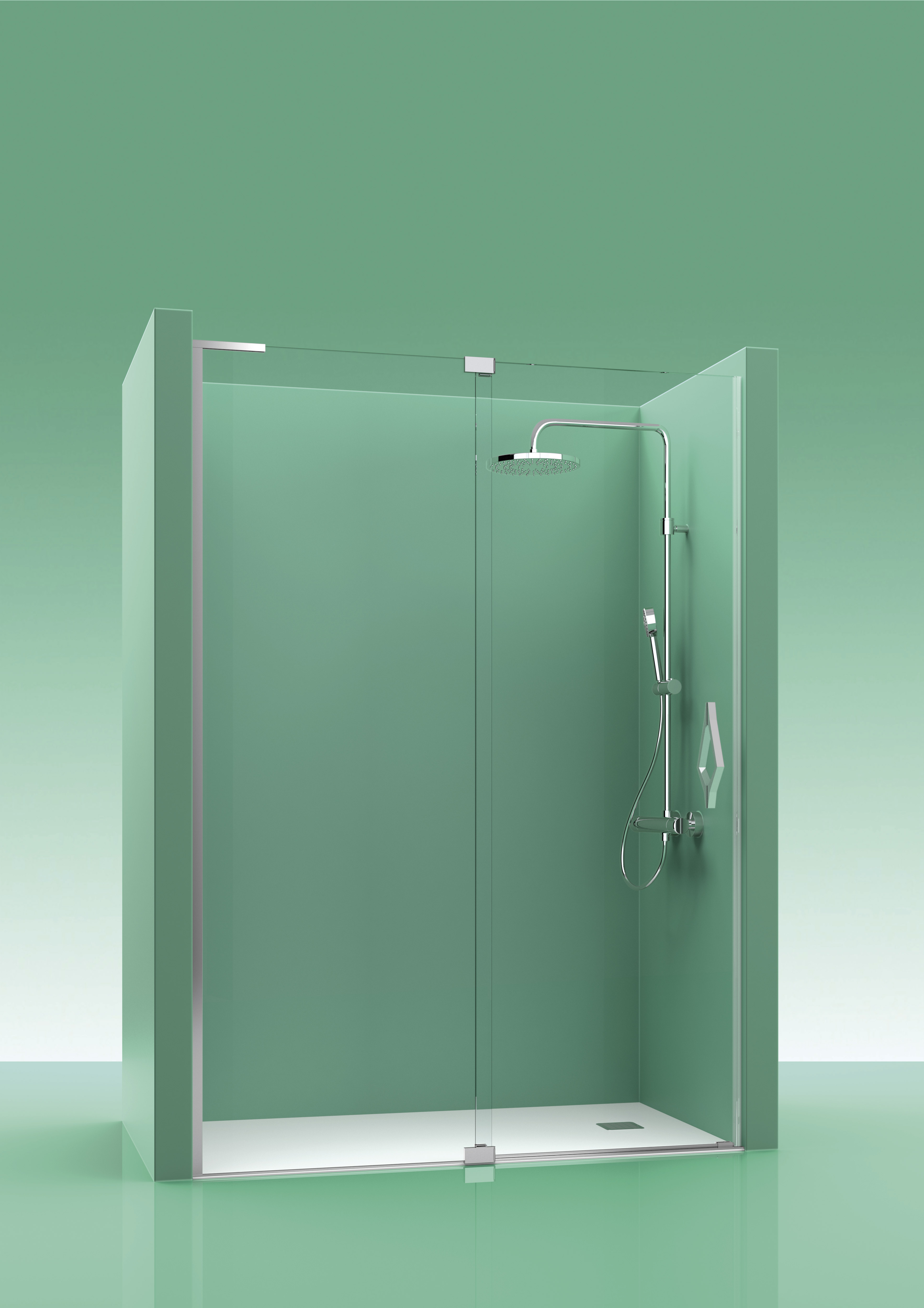 Mampara ducha frontal 1 puerta abatible y 1 fijo continuo\Mod.HADES I –  MamparaStore